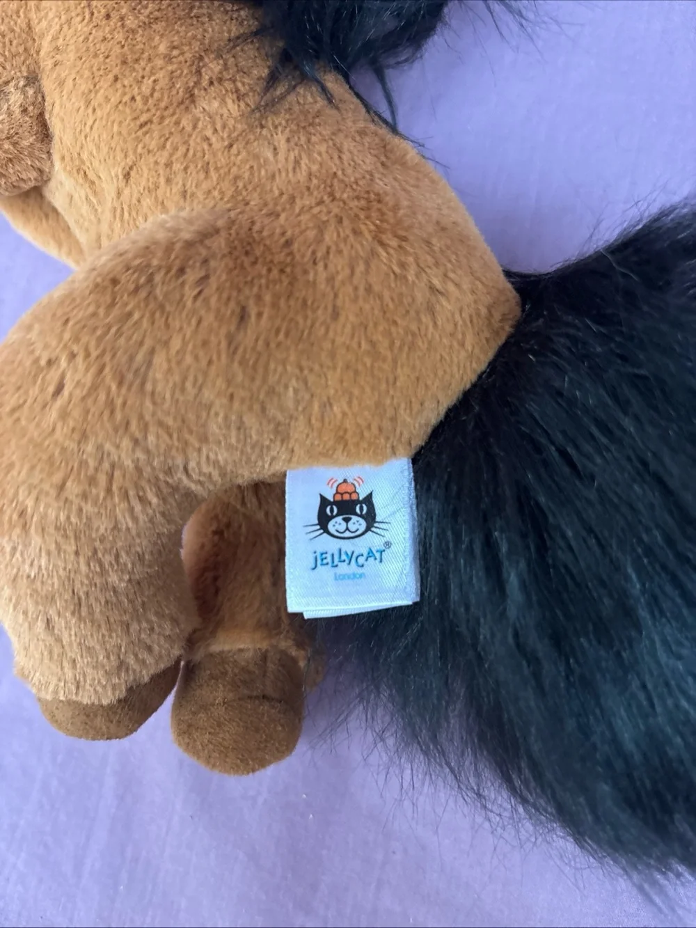 Jellycat RETIRED Small CLOVER PONY Bay Brown Black Mane Tail year of horse EUC